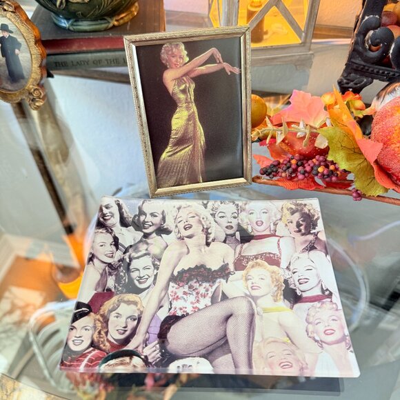 Marilyn Monroe Bundle Thick Glass Trinket Dish & Hollywood Regency picture - Picture 8 of 9